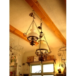 歐洲古董銅架吊燈角落燈2