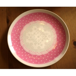 日本粉紅水玉點點蛋糕點心盤