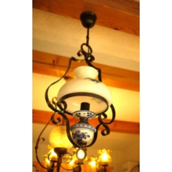 西班牙古董手繪藍花陶瓷吊燈