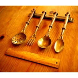 德國古董黃銅廚房用具掛飾組(小)